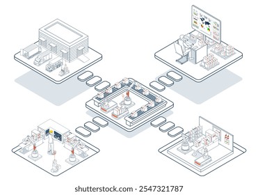 Global logistics network coordinates transportation, supply chain management (SCM), and operations across companies worldwide to deliver efficient logistics services. Vector illustration EPS 10