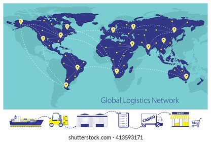 global logistics network, delivery of goods worldwide