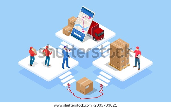 Global Logistics Network Isometric Illustration Isometric Stock Vector ...