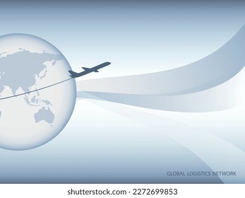 Global logistics network. Map global logistics partnership connection. Planet Earth, plane and text space for your web site design, logo, app, UI. EPS10.
