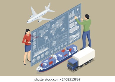 Global logistics network. On-time delivery. Interactive panel for tracking cargo online.