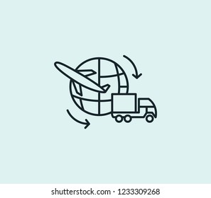 Global Logistics Service Icon Line Isolated On Clean Background. Global Logistics Service Icon Concept Drawing Icon Line In Modern Style. Vector Illustration For Your Web Mobile Logo App UI Design.