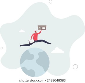 Global logistics service, world import and export transportation, shippings and good delivery concept.flat design.illustration with people.