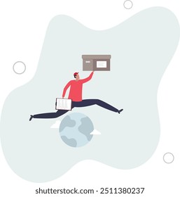 Serviço de logística global, importação mundial e transporte de exportação, remessas e bom conceito de entrega.design plano com pessoas.