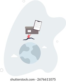 Servicio de logística global, transporte mundial de importación y exportación, envíos y buen concepto de entrega. vida y empleo de las personas.