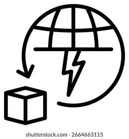 Globale Logistik Shakeup Symbol Linie Vektorgrafik