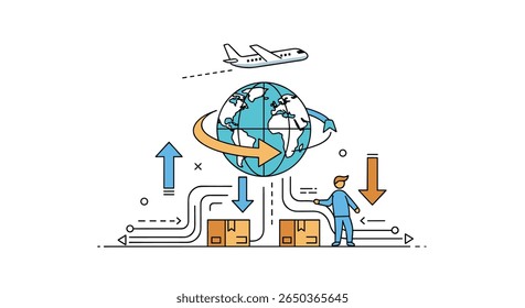 Global logistics and supply chain management for international cargo transport and delivery