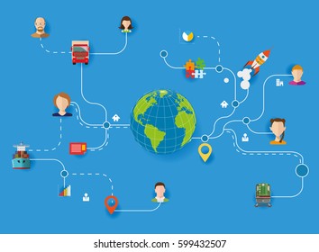 Global Logistics Transportation Network Concept Vector Stock Vector ...