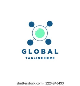 GLOBAL LOGO, Abstract share, network, sharing, technology, data. Vector logo template