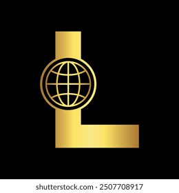 Global Logo combine with letter L vector template