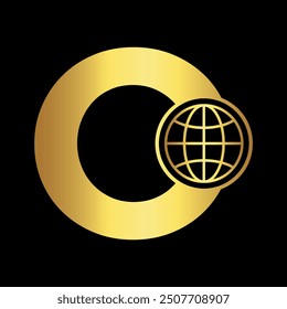 Global Logo combine with letter O vector template