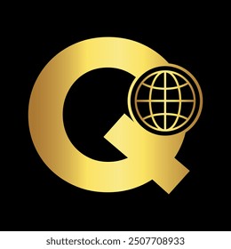 Global Logo combine with letter Q vector template