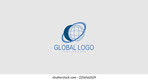 Global logo design with creative concept premium vector