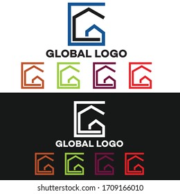 global logo - g c colorful logo design - home logos