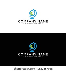 Global logo with science lab style and business card design template, lab, science, idea, template, Premium Vector