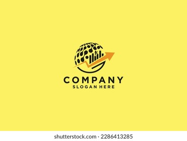 Global logo. vector icon.. illustration. vector on yellow background.