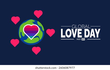 Global love day. Holiday concept. perfect for blue Background Template, placard, Banners, Cards, Posters design template, Classic Social Media Post with text inscription.