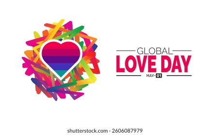 Global love day. Holiday concept. perfect for blue Background Template, placard, Banners, Cards, Posters design template, Classic Social Media Post with text inscription.