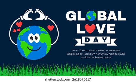 Global love day horizontal banner template. Editable vector design. Usable for banner, background, card, cover
