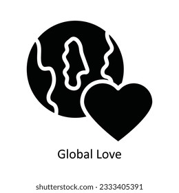 Global Love  Vector  solid Icon Design illustration. Nature and ecology Symbol on White background EPS 10 File