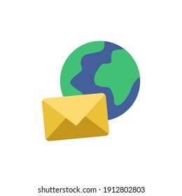 Global mail icon in color icon, isolated on white background 