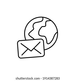 Globales E-Mail-Symbol auf schwarz-weißem Hintergrund 