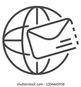 Global mail icon. Outline global mail vector icon for web design isolated on white background