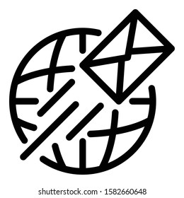 Global mail icon. Outline global mail vector icon for web design isolated on white background