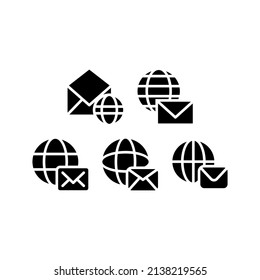 Icono de correo global Juego de símbolos de vector Ilustración de diseño