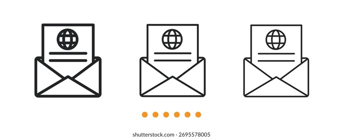 Ícone Global Mail. Vetor de ícone de linha fina