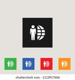 Global man icon, stock vector illustration, EPS10.
