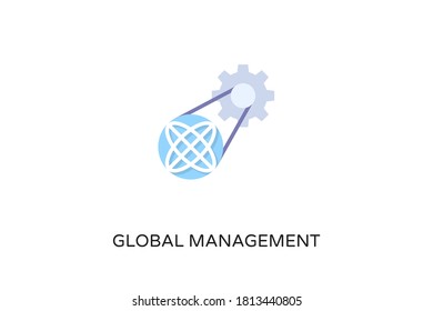 Global Management flat icon in vector. Logotype