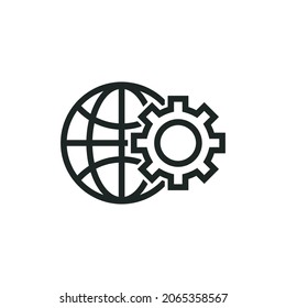 Global Management icon isolated of line style design