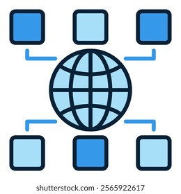 Global Management and International Relations vector concept blue icon or logo element