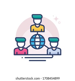 global management vector illustration.  Startup and new business filled outline icon. 
