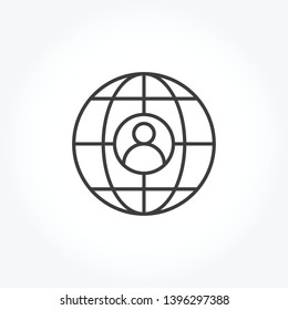 Global Management vector out line icon