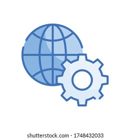 Global Management Vector Style illustration. Filled Outline Icon. EPS 10