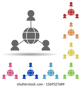 Global management, world in multi color style icon. Simple glyph, flat vector of business icons for ui and ux, website or mobile application
