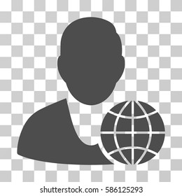 Global Manager vector icon. Illustration style is flat iconic gray symbol on a transparent background.
