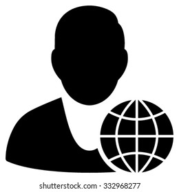 Global Manager vector icon. Style is flat symbol, black color, rounded angles, white background.