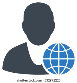 Global Manager vector icon. Style is bicolor flat symbol, smooth blue colors, rounded angles, white background.