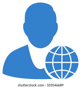 Global Manager vector icon. Style is flat symbol, cobalt color, rounded angles, white background.