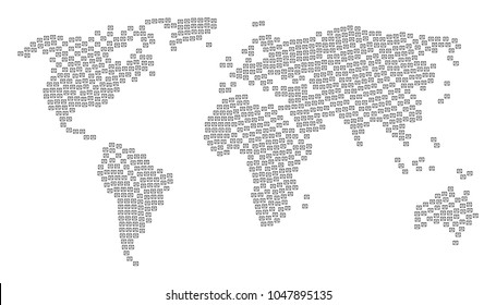 Global map collage constructed of license icons. Vector license design elements are organized into conceptual earth plan.