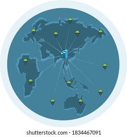 Globales Kartenkommunikationsnetz Erdgrafik