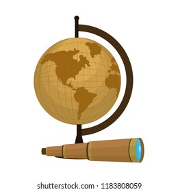 global map desk with monocular object