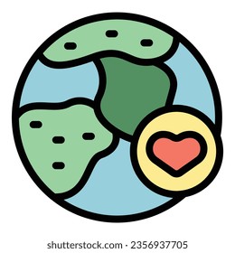 Global map icon outline vector. International assistance. World person color flat