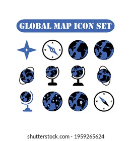 global map icon set vector