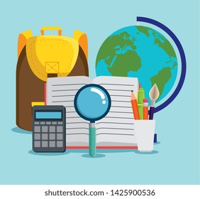 global map with notebook and magnifying glass