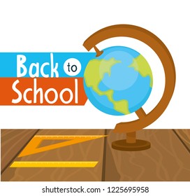 global map on the desk with square and ruler