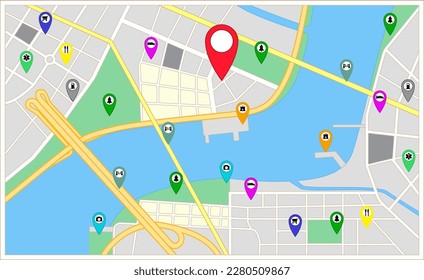 global map pin sign for navigation direction place - 3d illustration